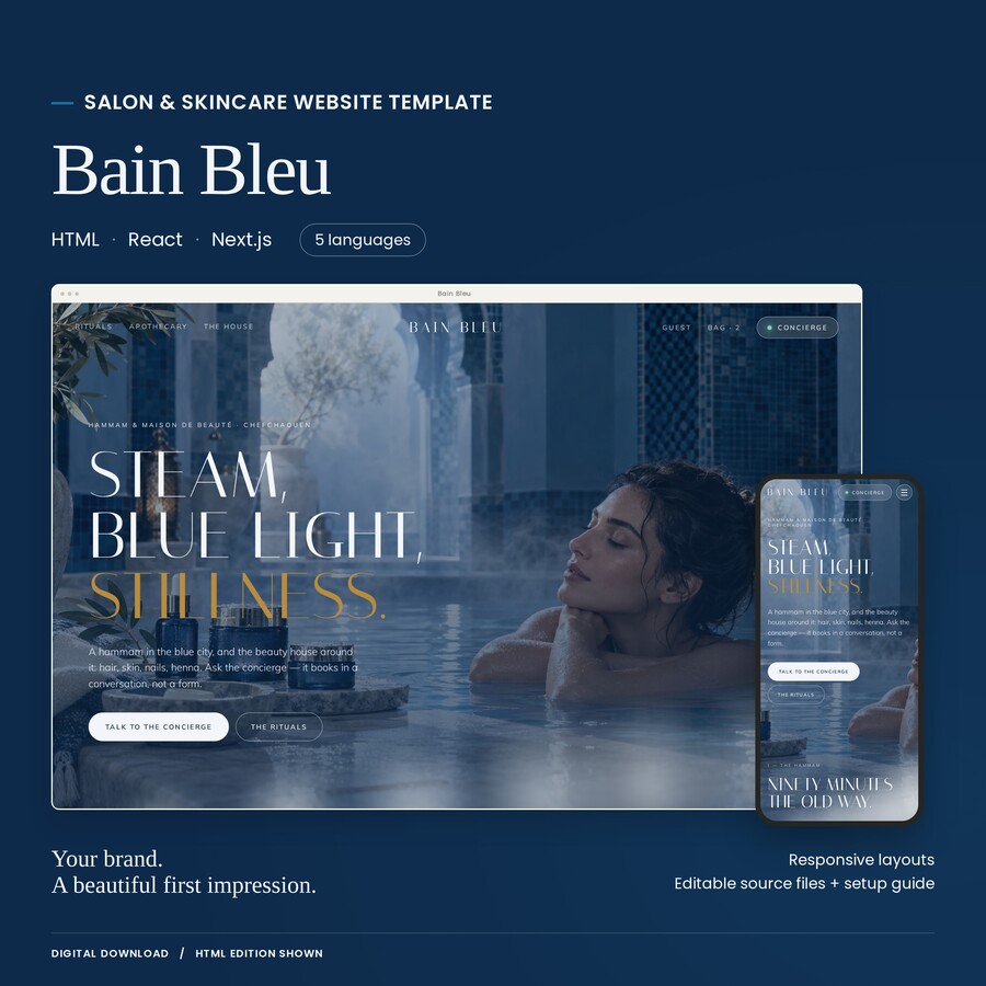 Actual Bain Bleu HTML theme interface