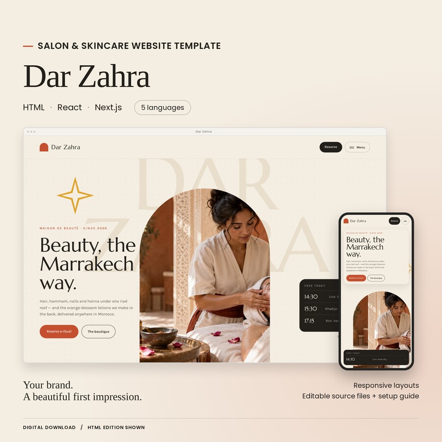 Actual Dar Zahra HTML theme interface