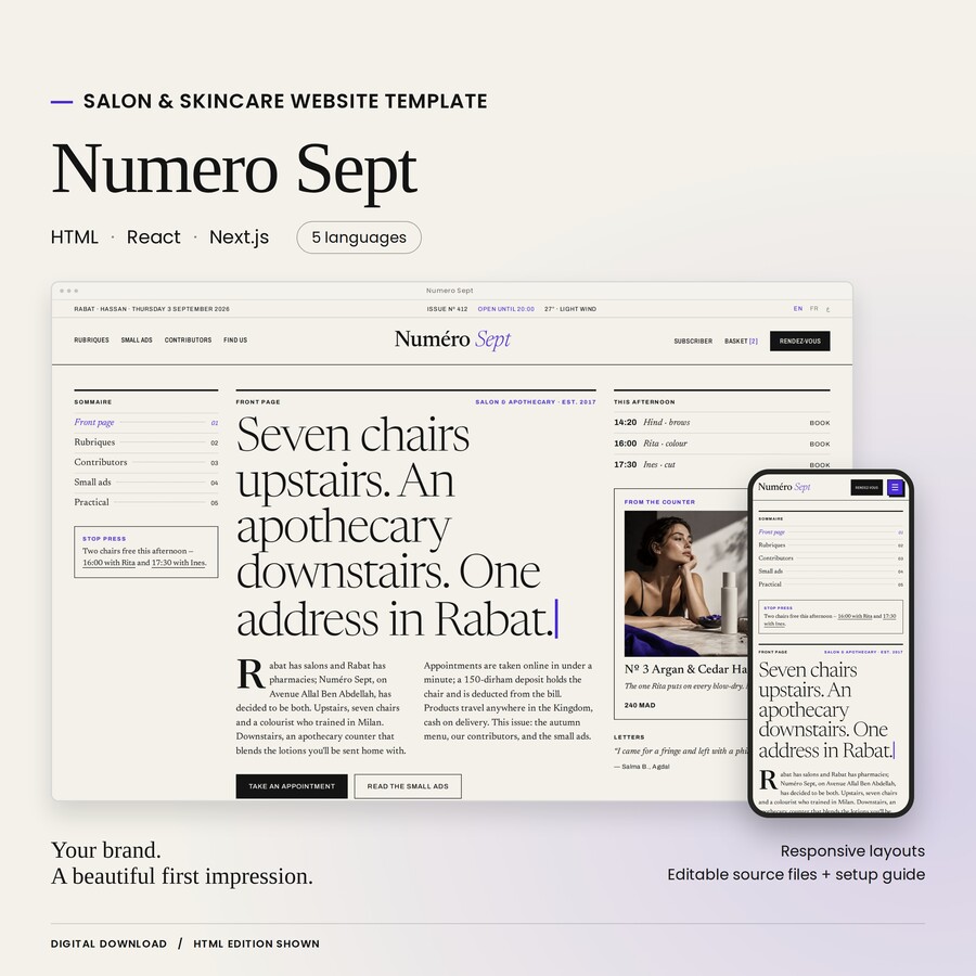Actual Numero Sept HTML theme interface