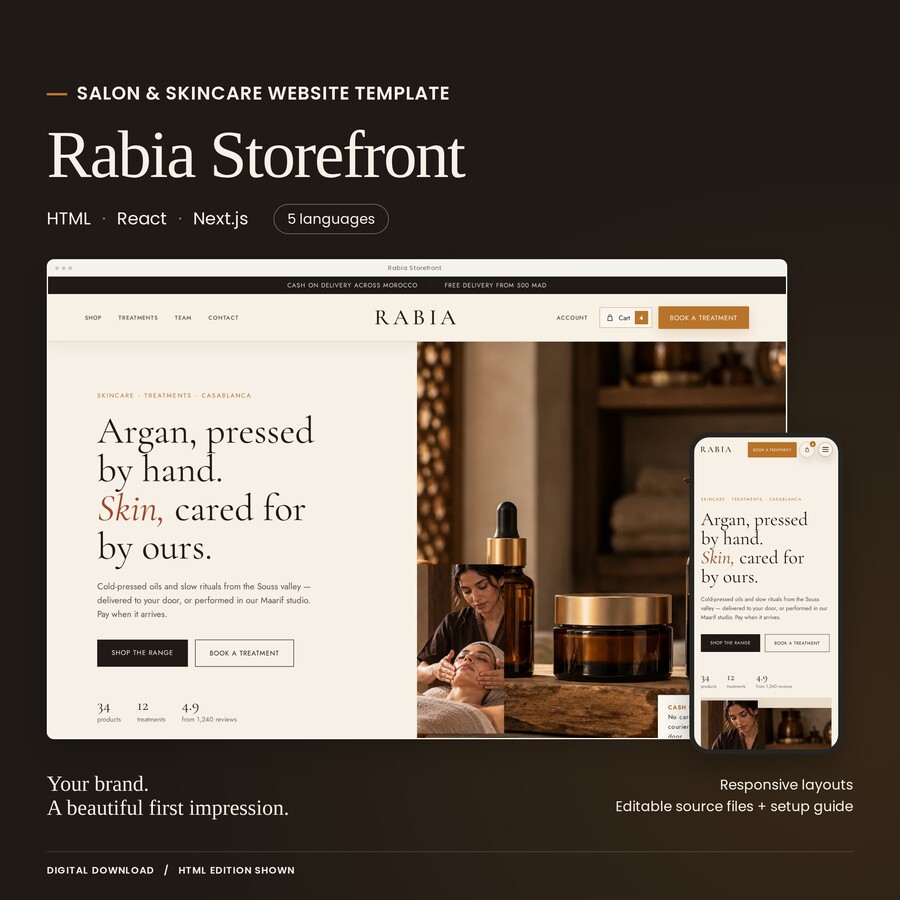 Actual Rabia Storefront HTML theme interface