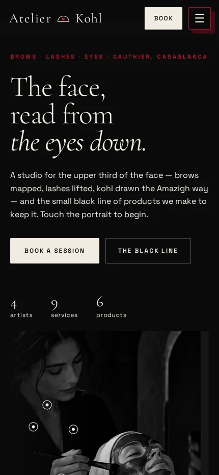 Atelier Kohl mobile homepage
