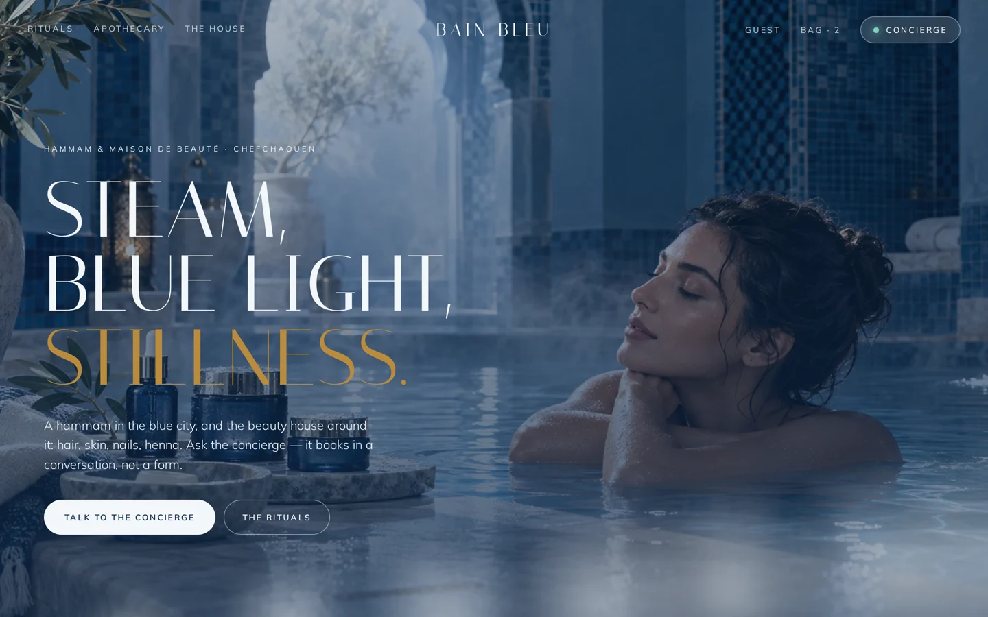 Bain Bleu desktop homepage