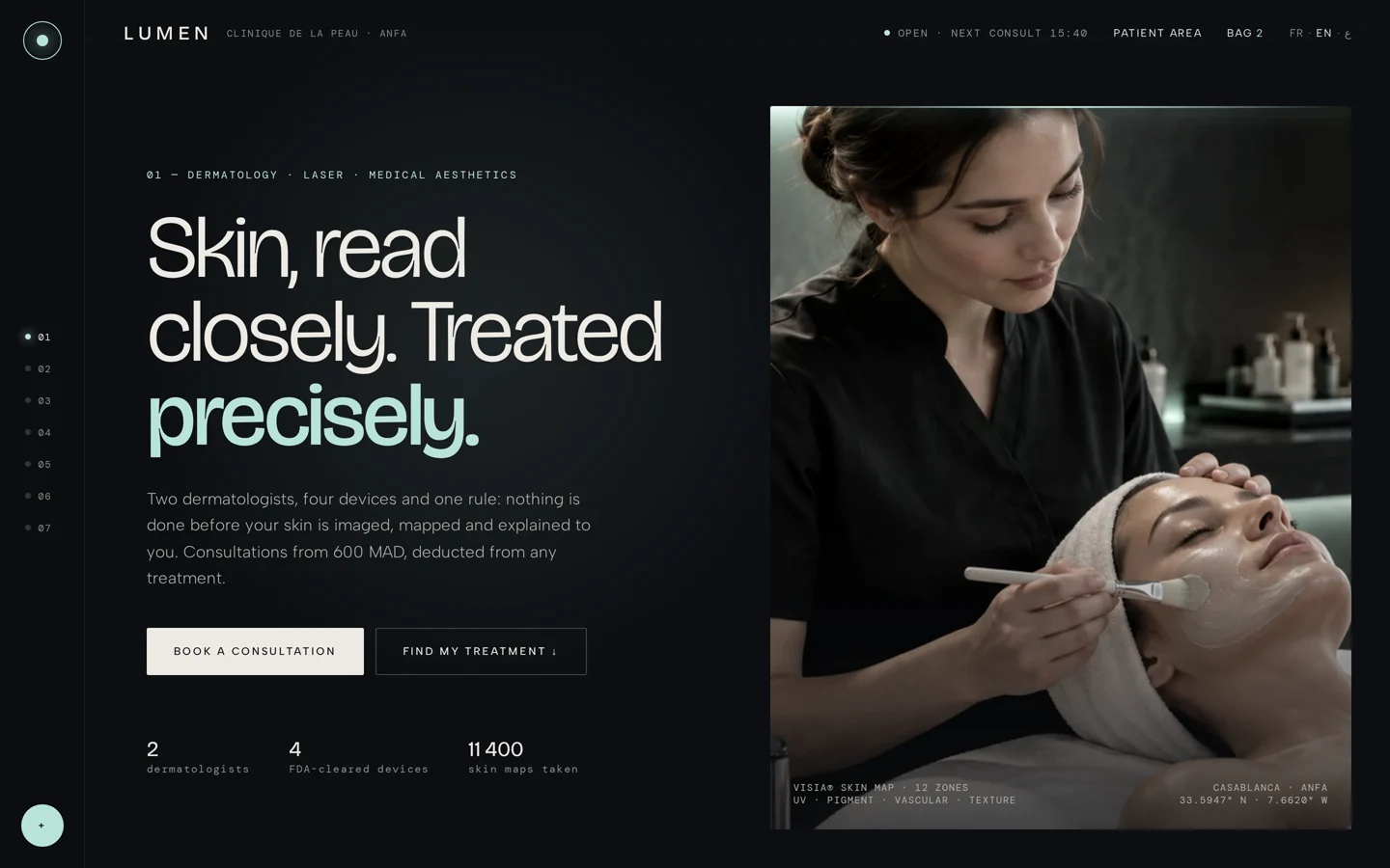 Lumen Clinic desktop homepage