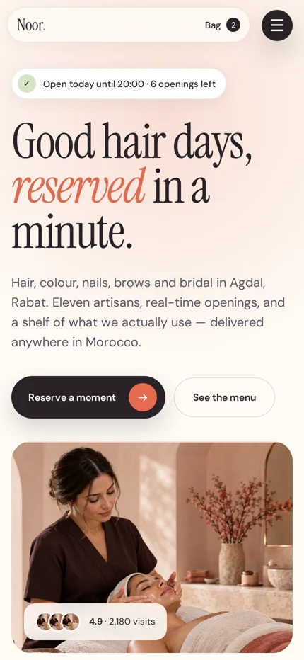 Maison Noor mobile homepage