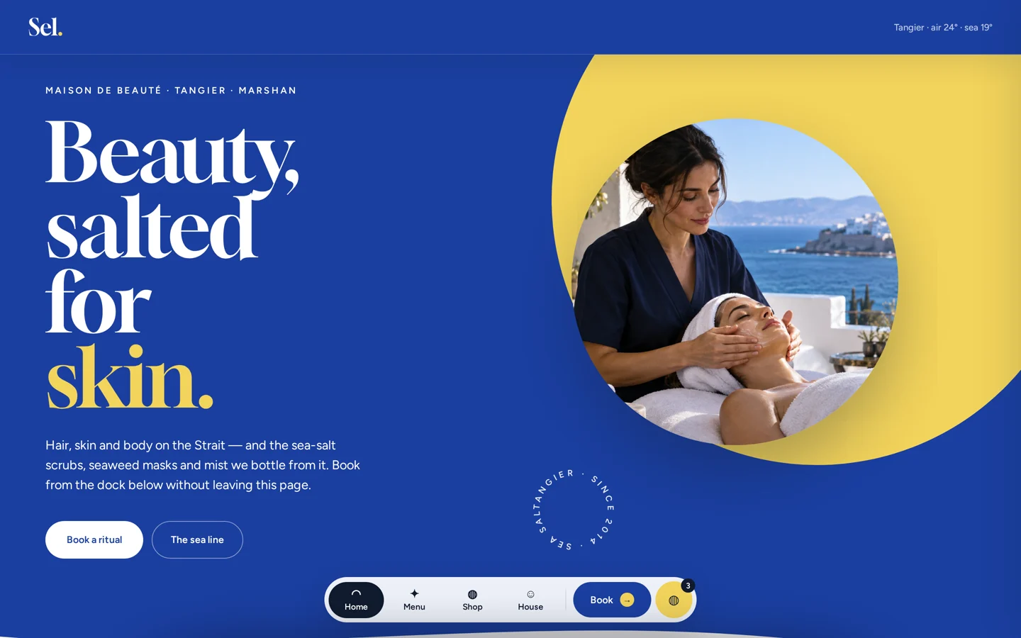 Sel Tangier desktop homepage