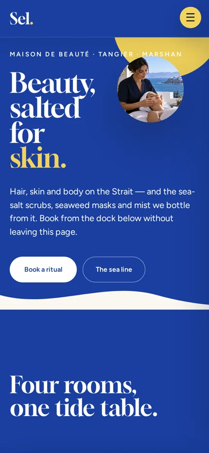 Sel Tangier mobile homepage